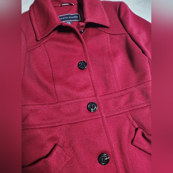 Tommy Hilfiger Coat Size XS Xsmall Red Jacket Cover-Up Blazer Suit TH Wear - Picture 3 of 6